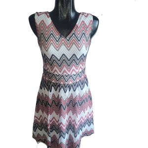 Suzy Shier Chevron Pattern Sleeveless Dress M